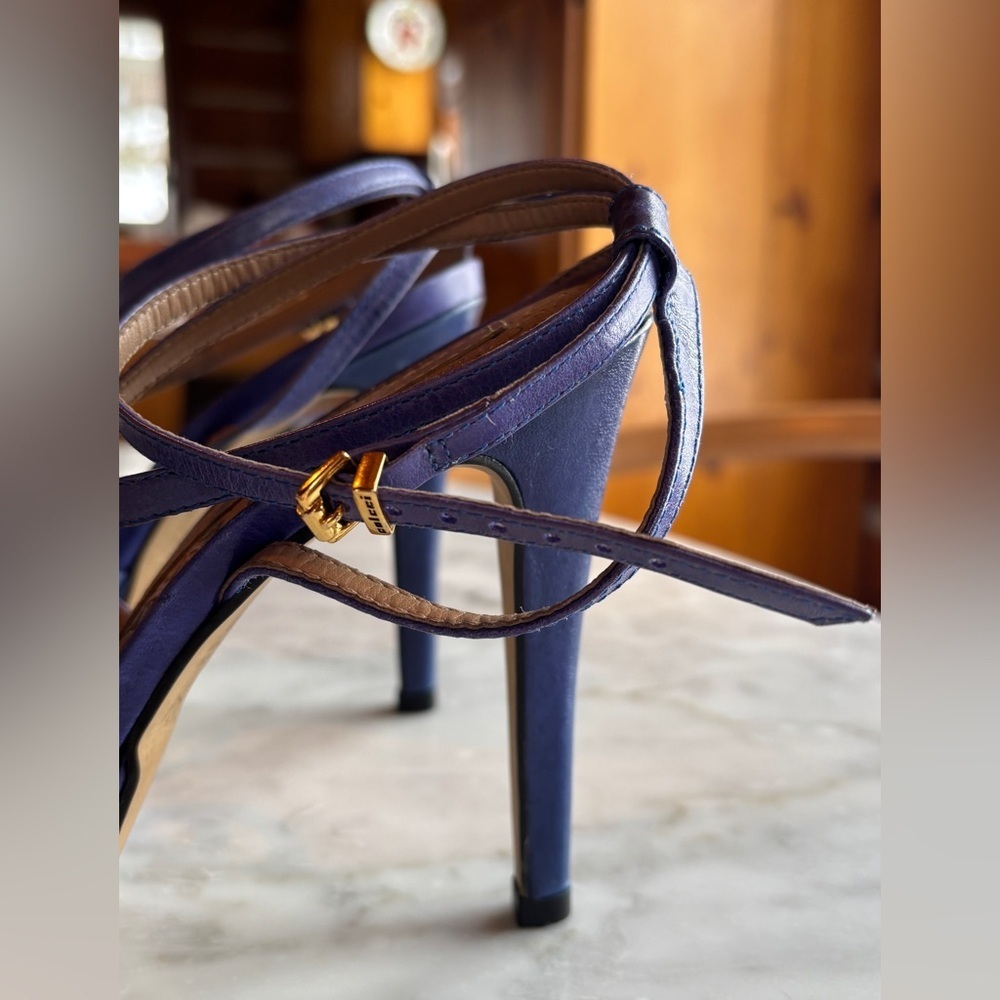 Colcci Original blue leather strappy heels size 8 ankle strap stilettos - Picture 15 of 16